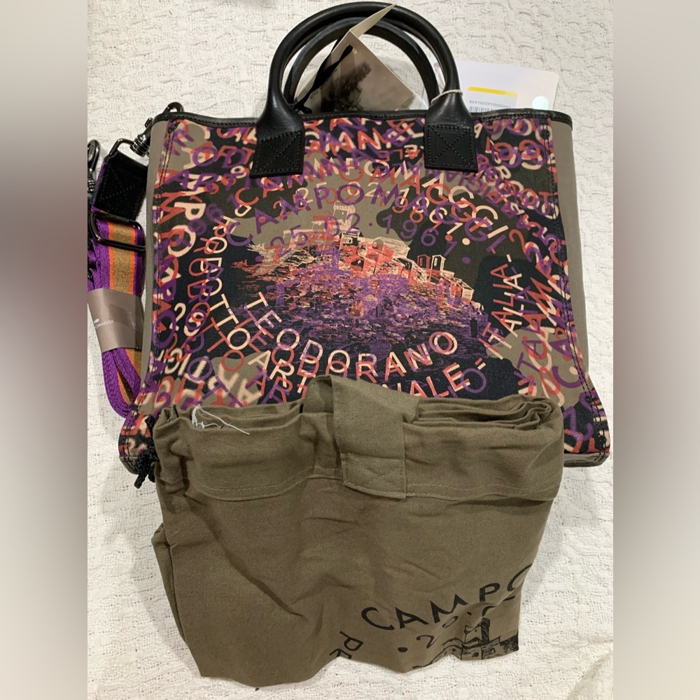 Campomaggi nwt canvas leather logo bag with dust bag